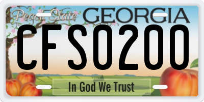GA license plate CFS0200