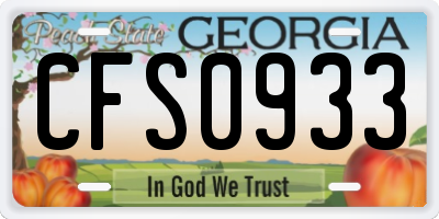GA license plate CFS0933