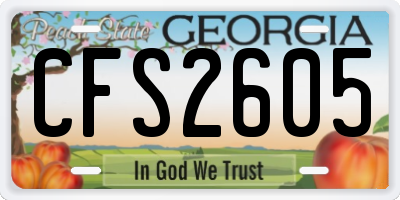 GA license plate CFS2605