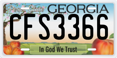 GA license plate CFS3366