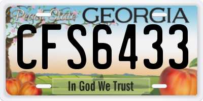 GA license plate CFS6433