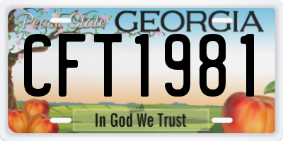 GA license plate CFT1981