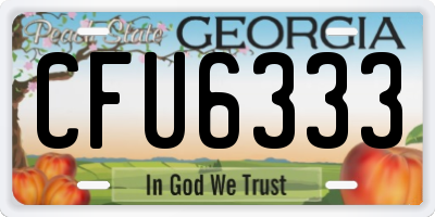 GA license plate CFU6333