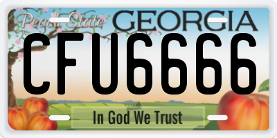 GA license plate CFU6666