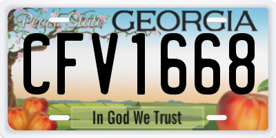 GA license plate CFV1668