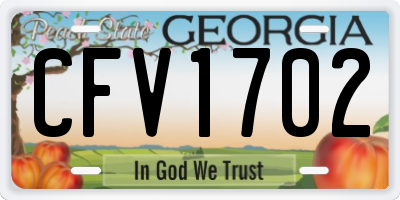 GA license plate CFV1702