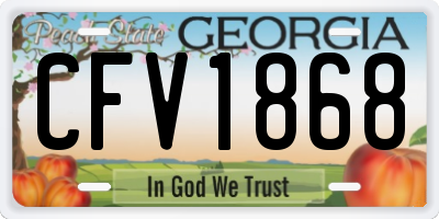 GA license plate CFV1868