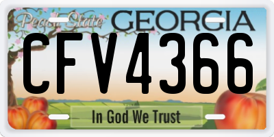 GA license plate CFV4366