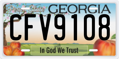 GA license plate CFV9108