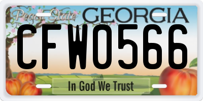 GA license plate CFW0566