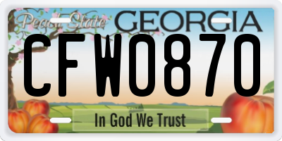 GA license plate CFW0870