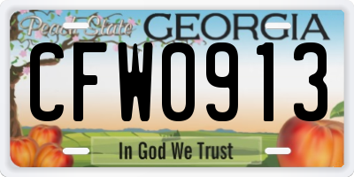 GA license plate CFW0913