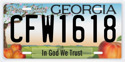 GA license plate CFW1618