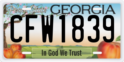 GA license plate CFW1839