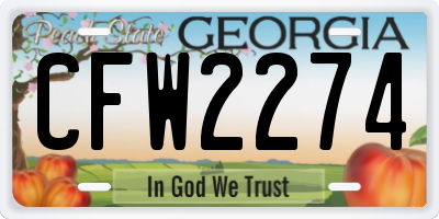 GA license plate CFW2274