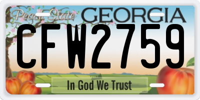 GA license plate CFW2759
