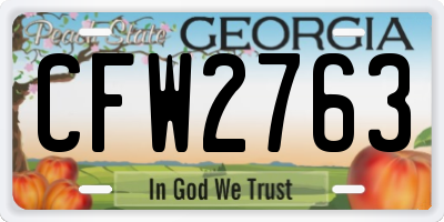 GA license plate CFW2763