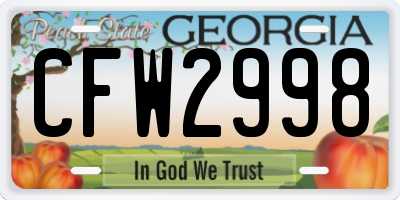 GA license plate CFW2998