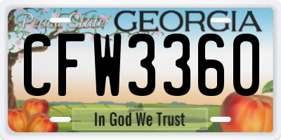 GA license plate CFW3360