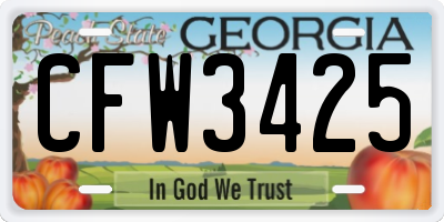 GA license plate CFW3425