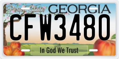 GA license plate CFW3480