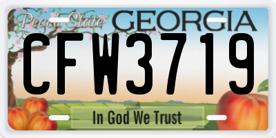 GA license plate CFW3719