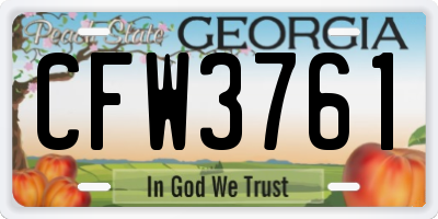 GA license plate CFW3761