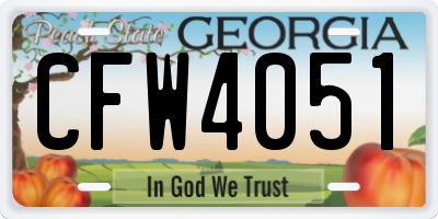 GA license plate CFW4051