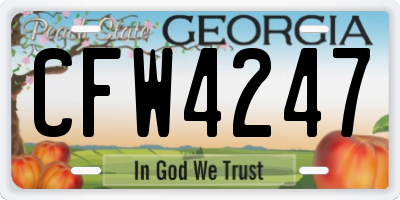 GA license plate CFW4247