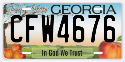 GA license plate CFW4676