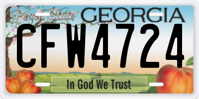 GA license plate CFW4724
