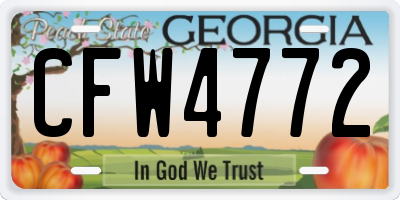 GA license plate CFW4772