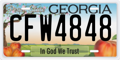 GA license plate CFW4848