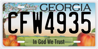 GA license plate CFW4935