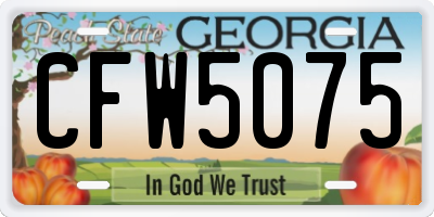 GA license plate CFW5075