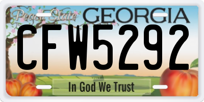 GA license plate CFW5292