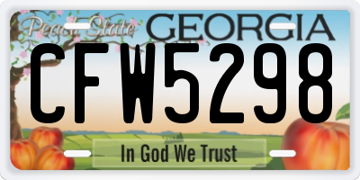 GA license plate CFW5298