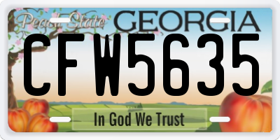 GA license plate CFW5635