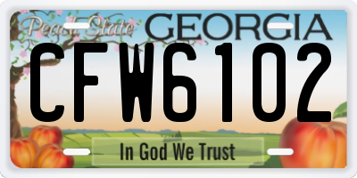 GA license plate CFW6102