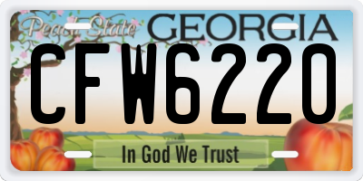 GA license plate CFW6220