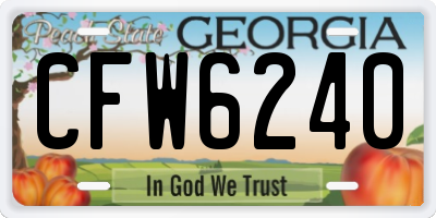 GA license plate CFW6240