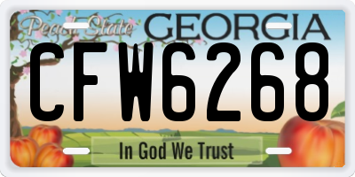 GA license plate CFW6268