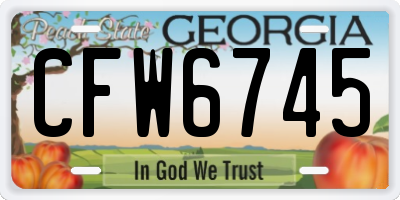 GA license plate CFW6745