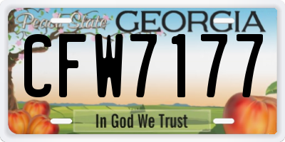 GA license plate CFW7177
