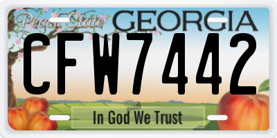 GA license plate CFW7442