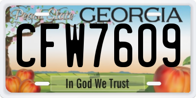 GA license plate CFW7609