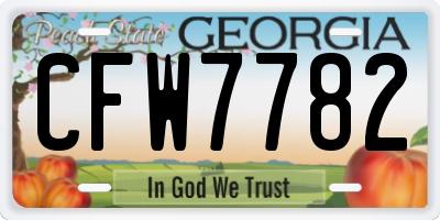 GA license plate CFW7782