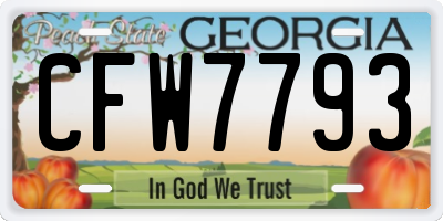 GA license plate CFW7793