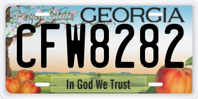 GA license plate CFW8282