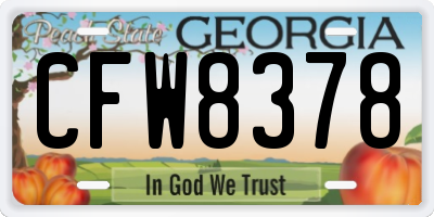 GA license plate CFW8378